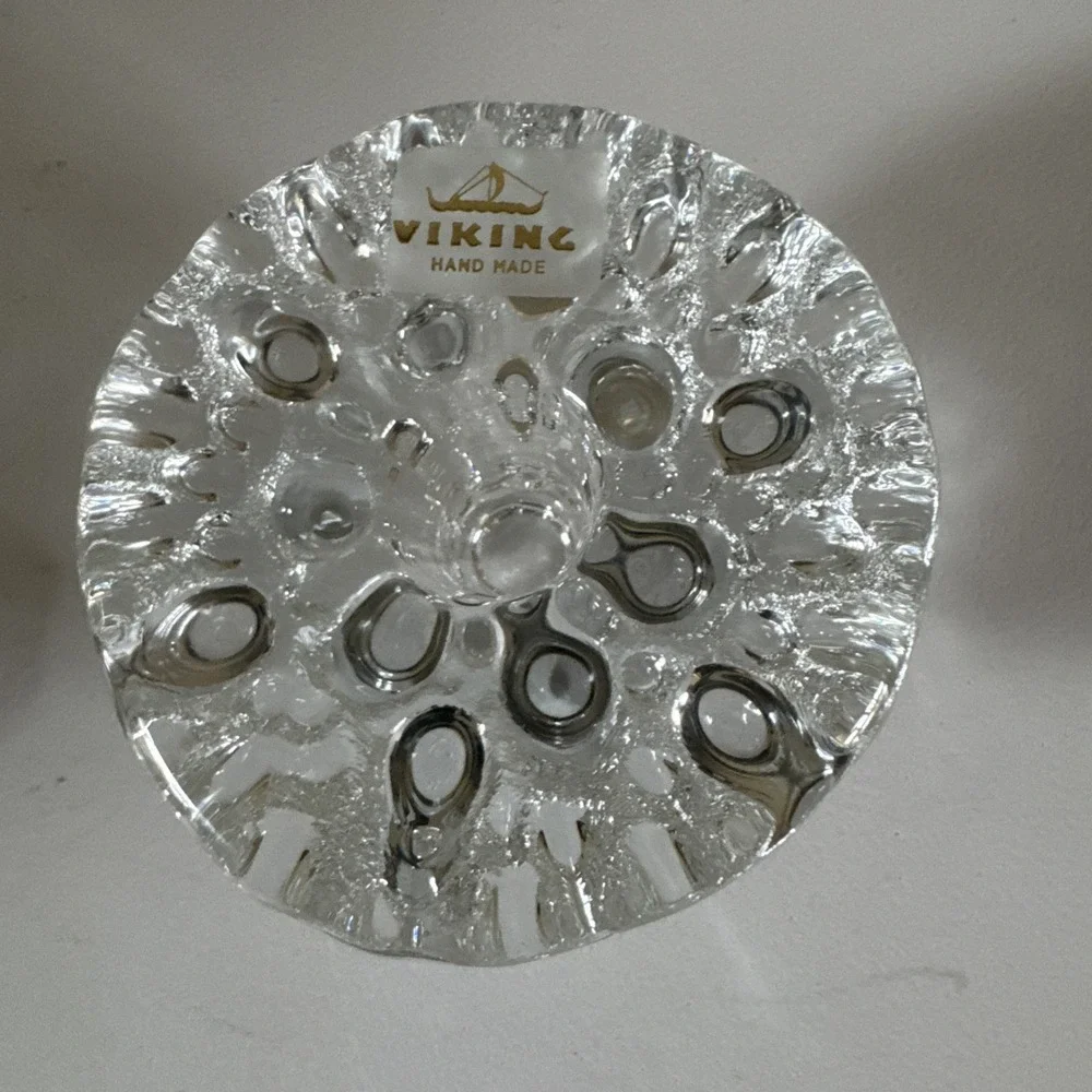 Vintage Viking Glass Clear Glimmer Votive‎ Candle Holder Mid Century Modern MCM